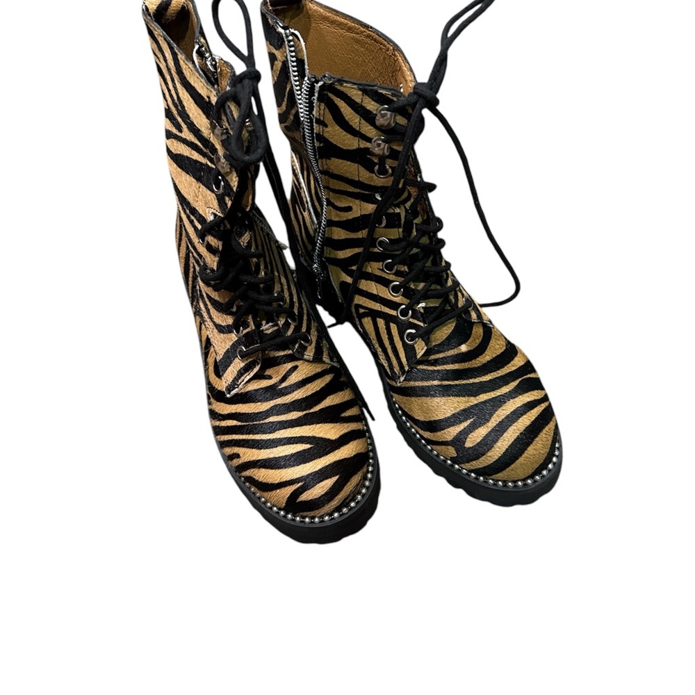 Zebra Print Lace-Up Boots